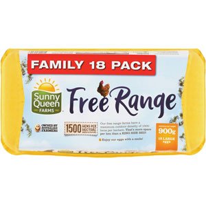 Sunny Queen 18 Large Free Range Eggs 900g