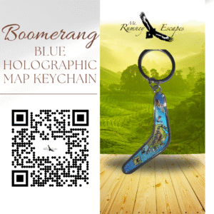 Boomerang Blue Holographic Map Keychain