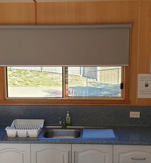 The kitchen at Mt Rumney Escapes Accommodation